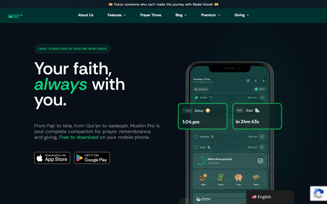Muslim Pro homepage