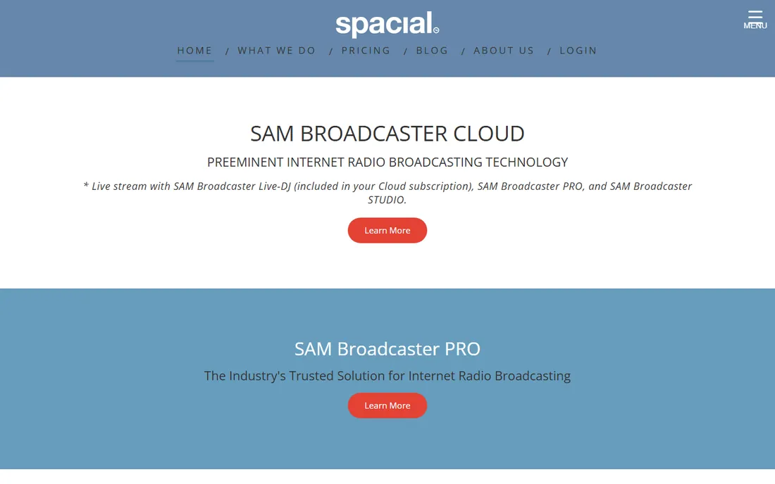 SAM Broadcaster Cloud homepage