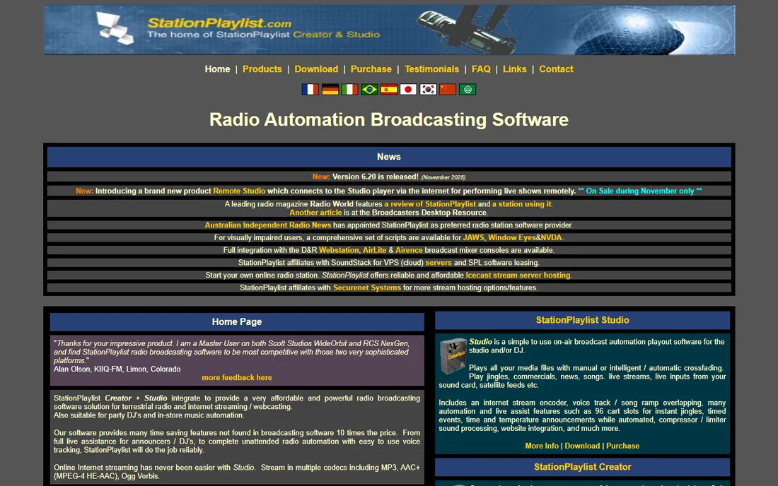 StationPlaylist Studio homepage