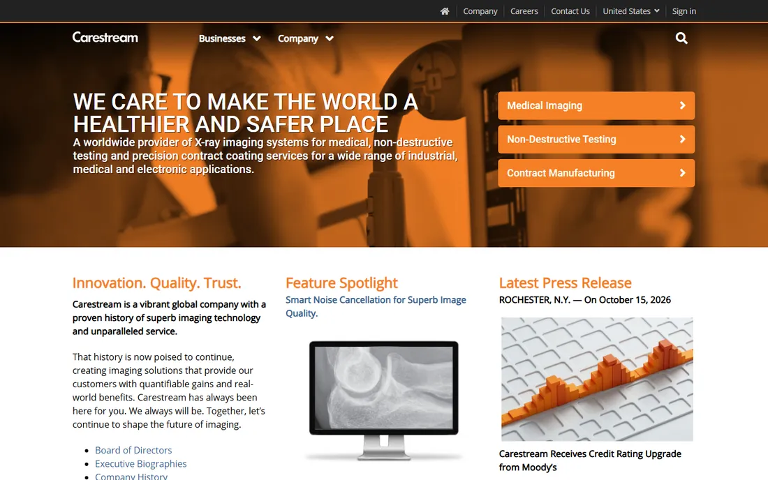 Carestream homepage