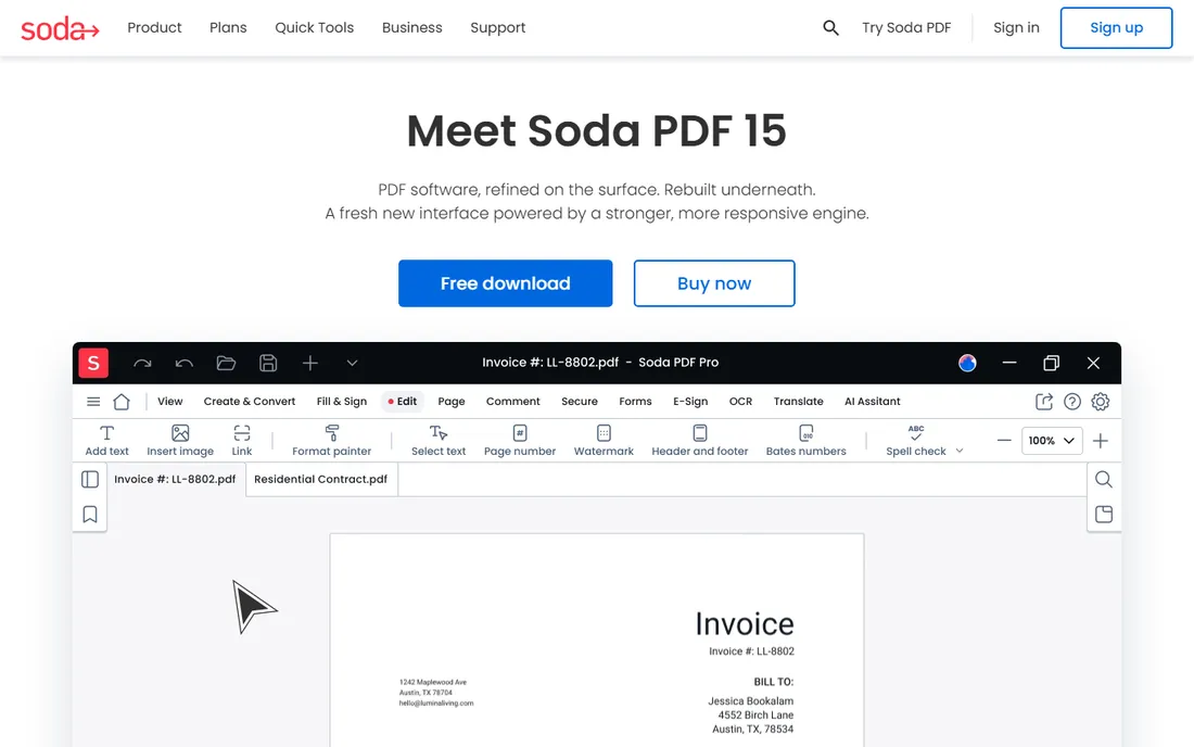 Soda PDF homepage