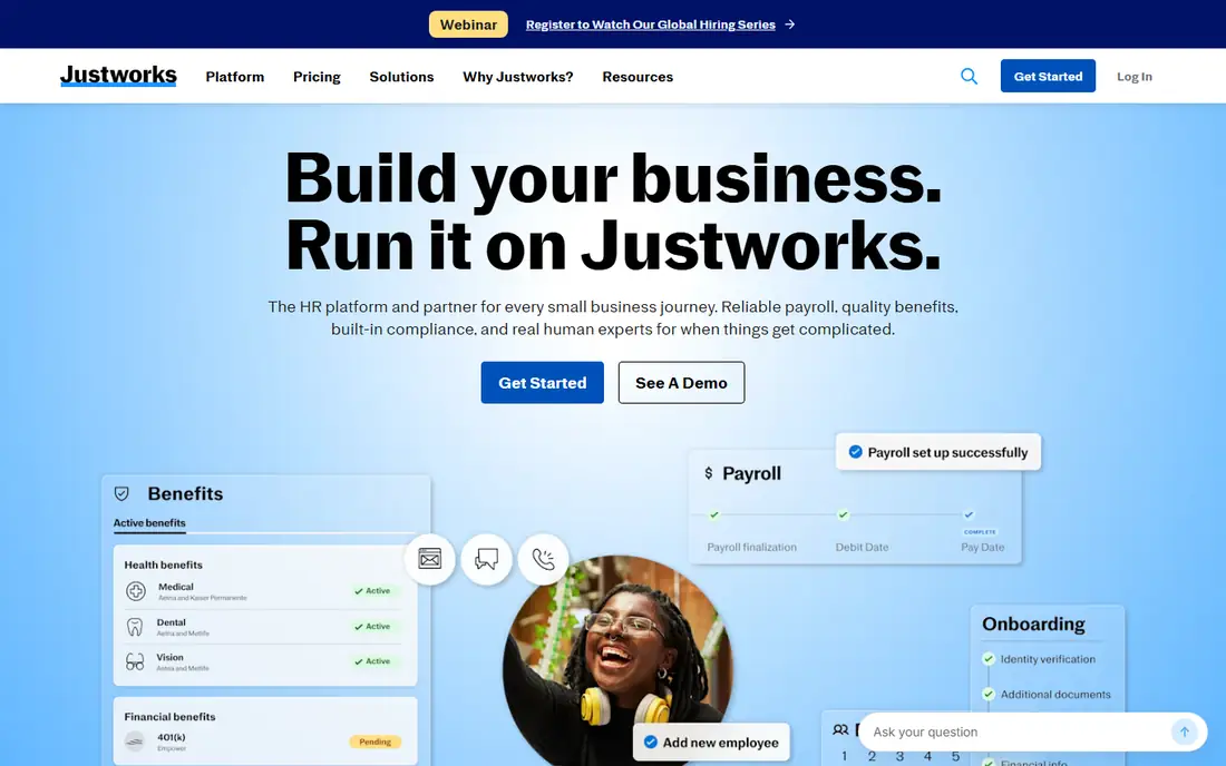 Justworks homepage