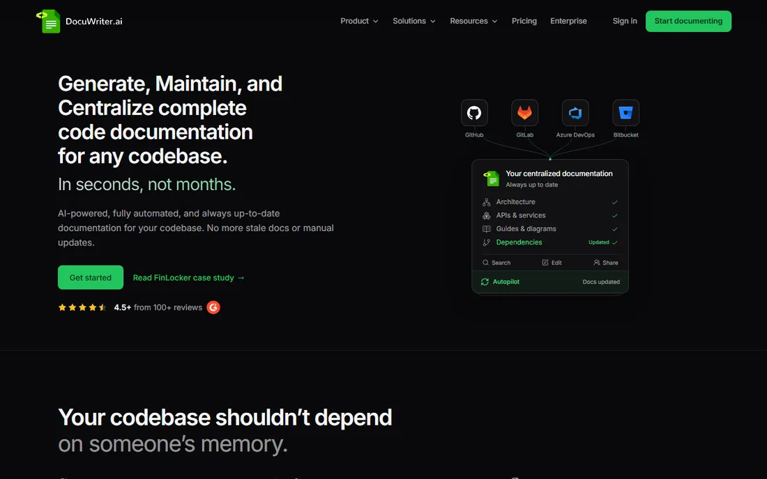 Docuwriter.ai homepage