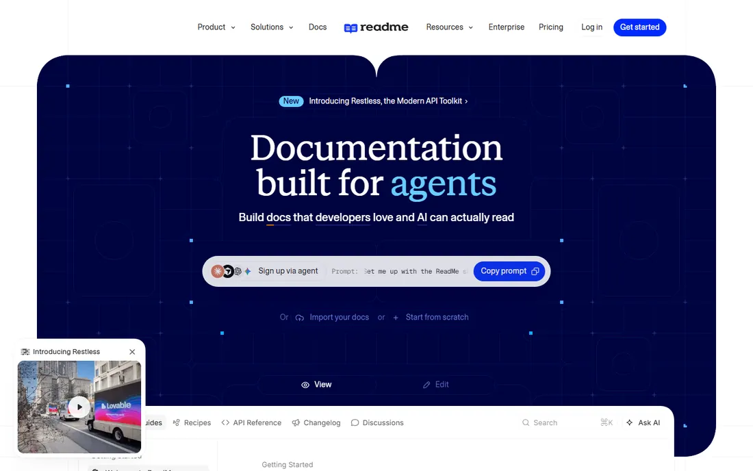 ReadMe homepage