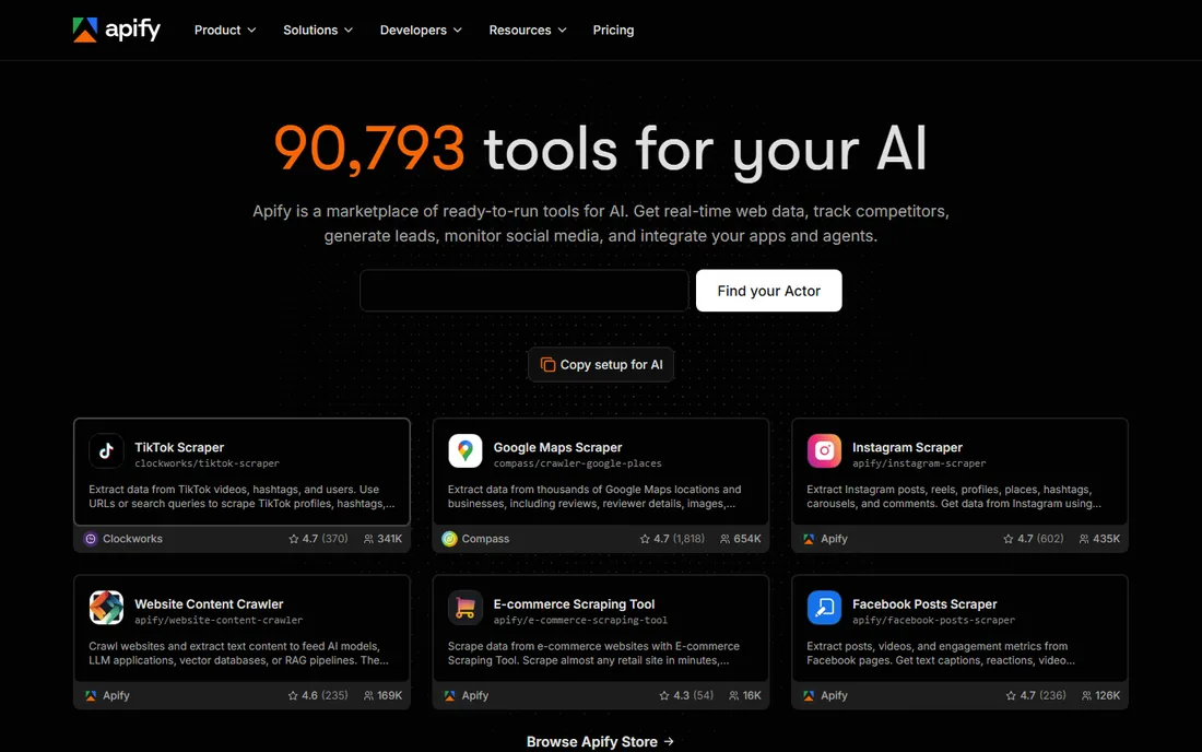 Apify homepage