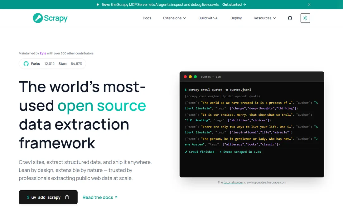 Scrapy homepage