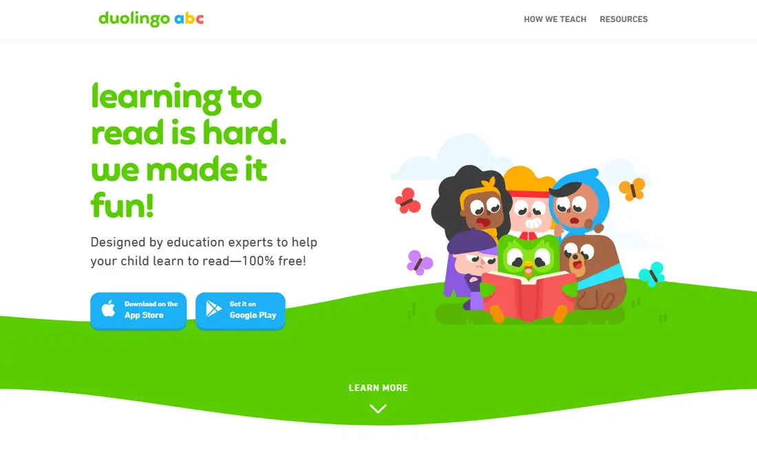 Duolingo ABC homepage