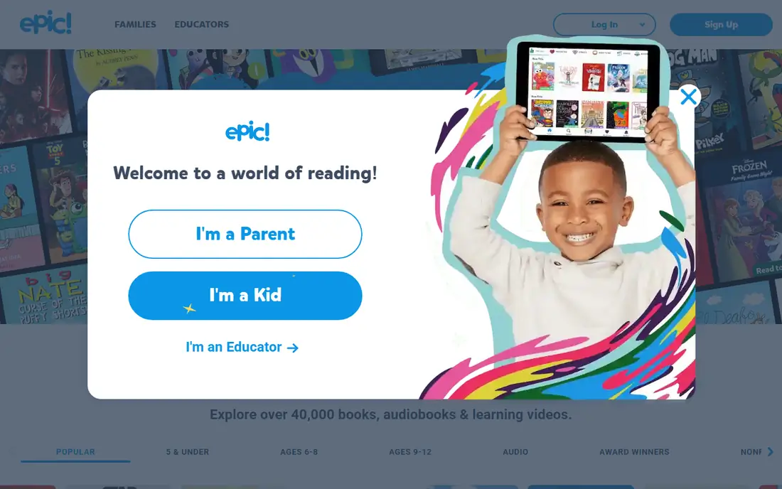 Epic homepage