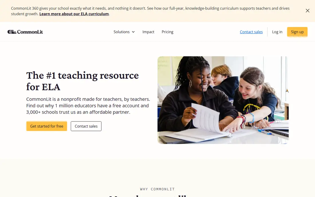 CommonLit homepage