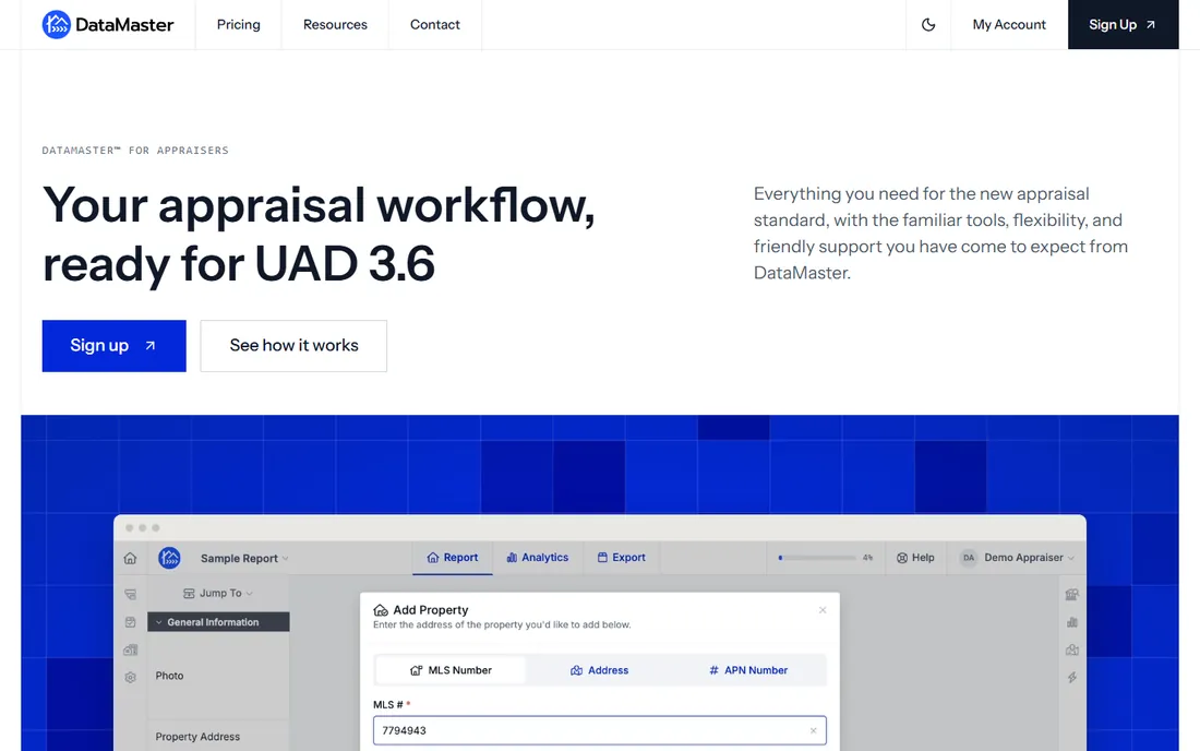 DataMaster homepage