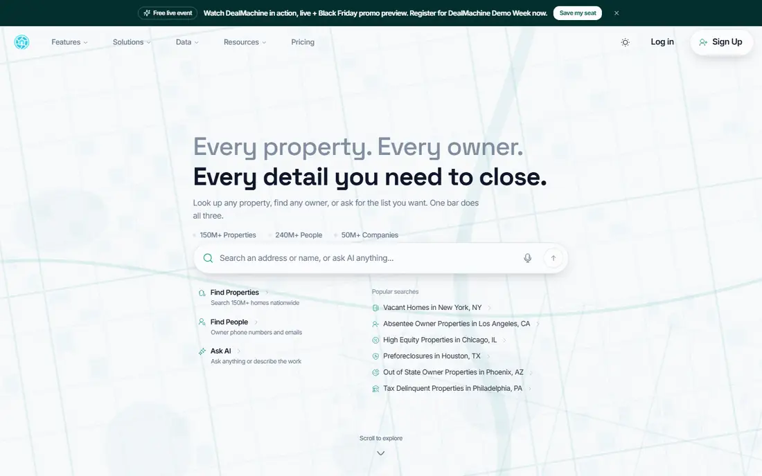 DealMachine homepage