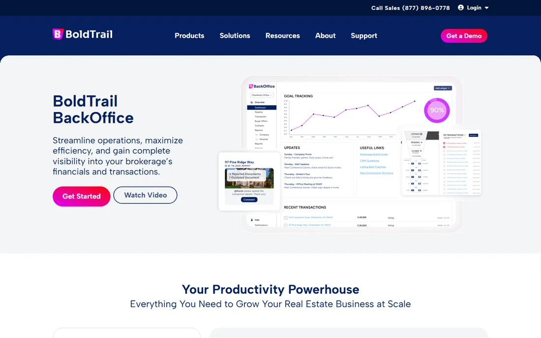 BoldTrail BackOffice homepage