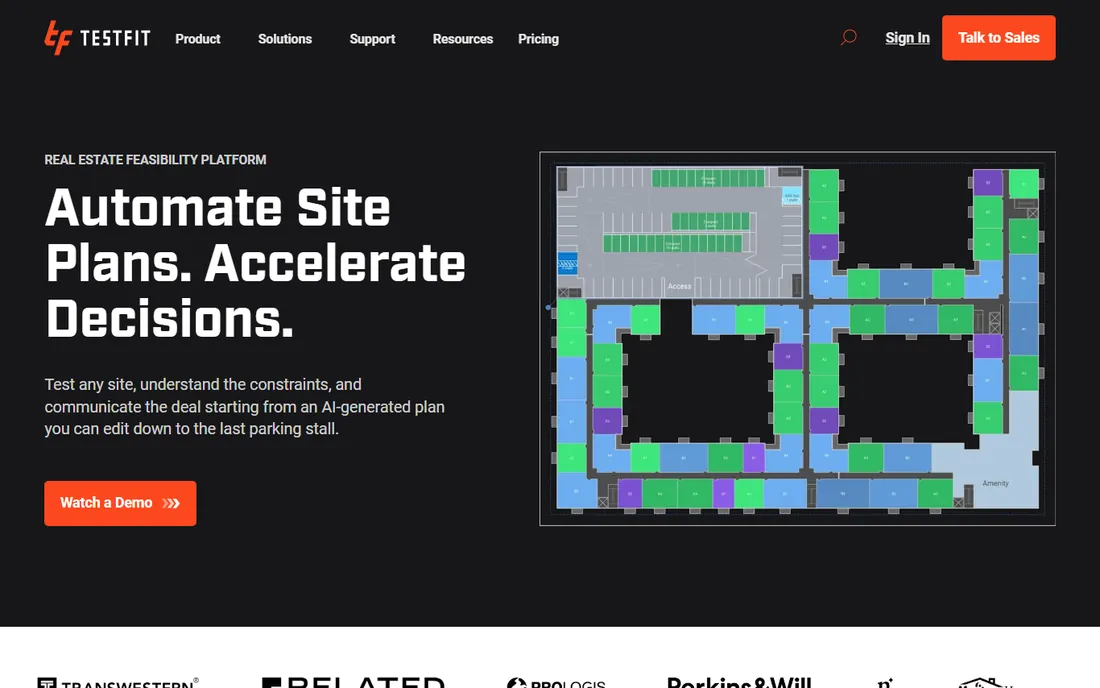 TestFit homepage
