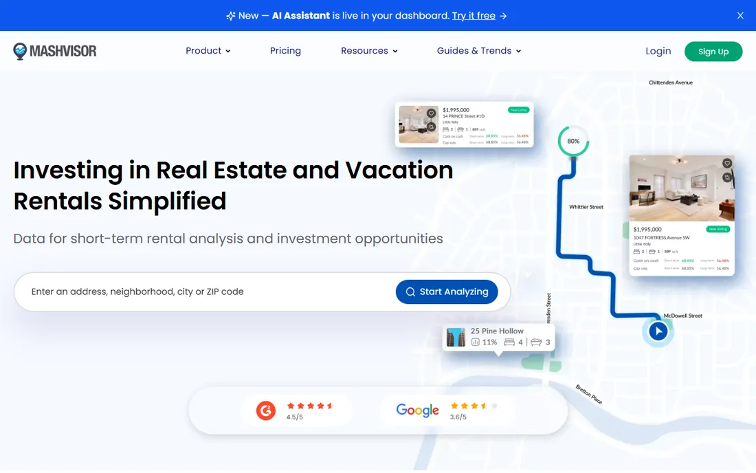 Mashvisor homepage