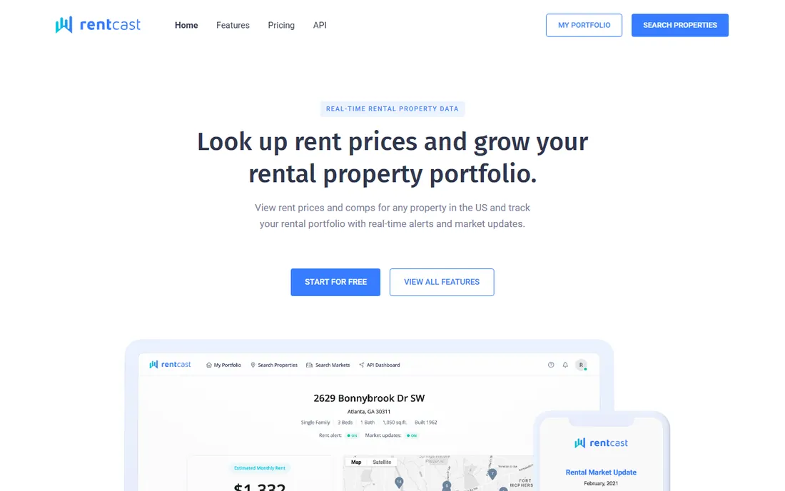 RentCast homepage