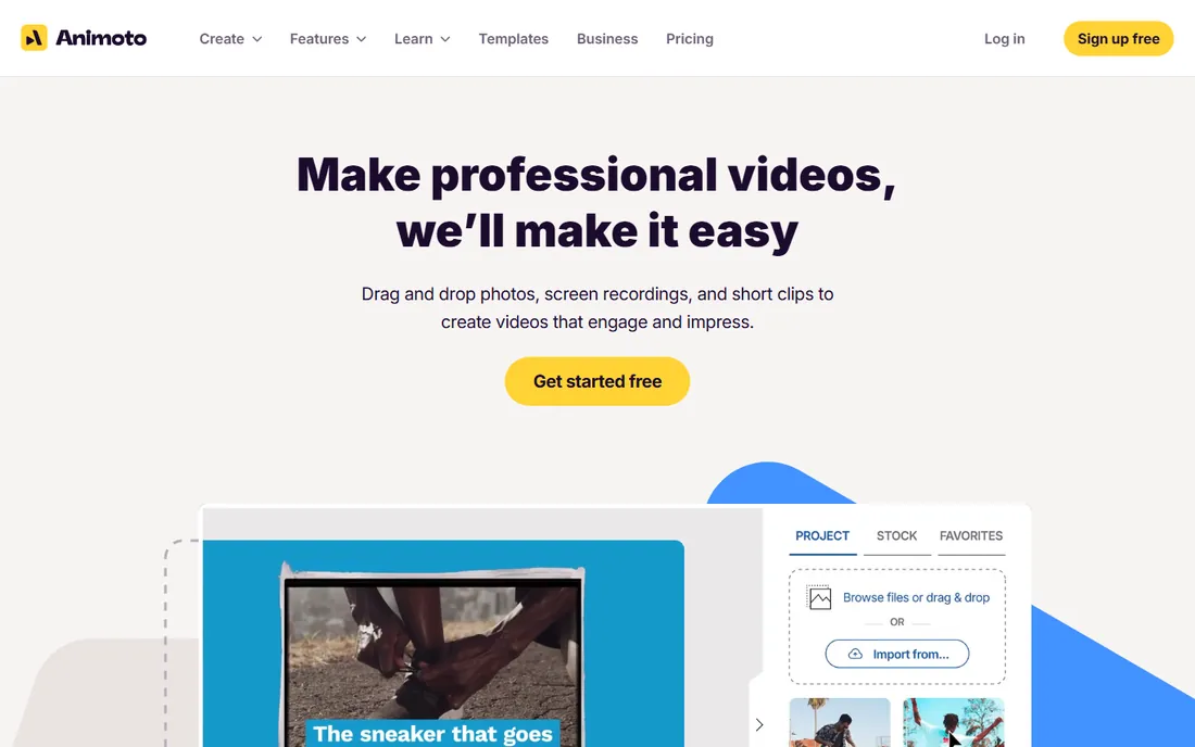 Animoto homepage