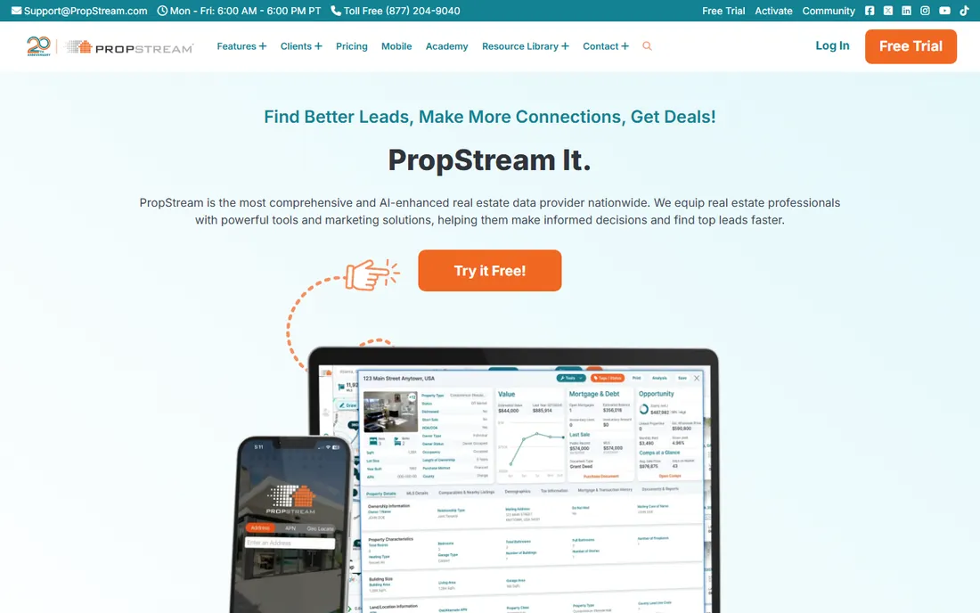 PropStream homepage