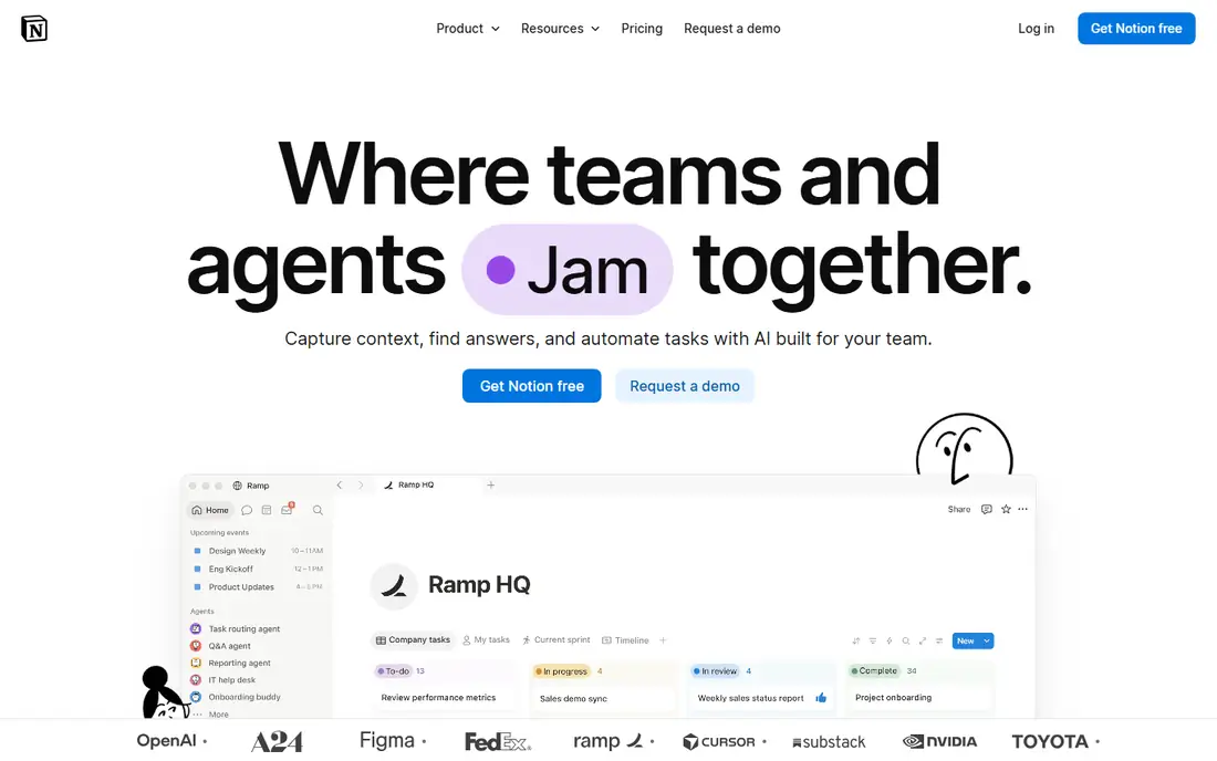 Notion homepage