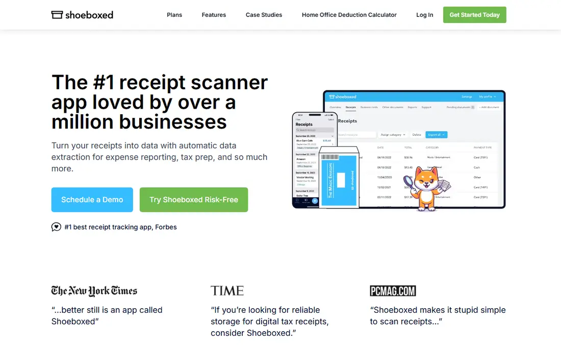 Shoeboxed homepage