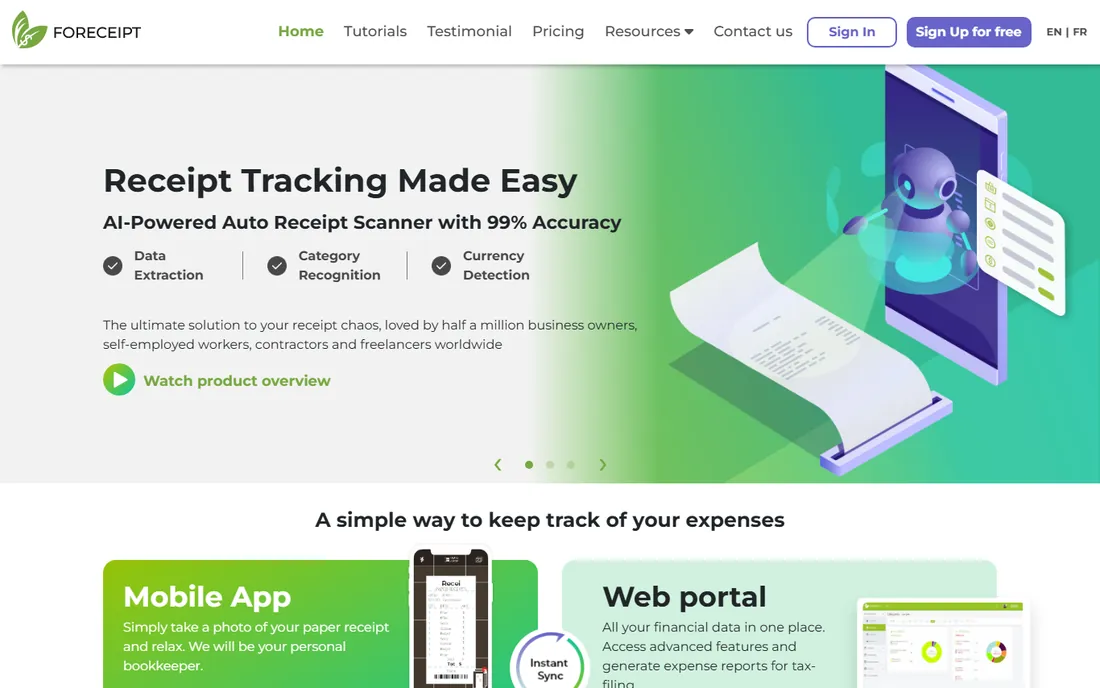 Foreceipt homepage