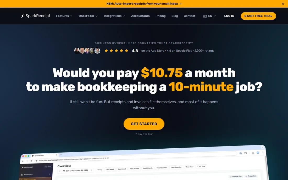SparkReceipt homepage