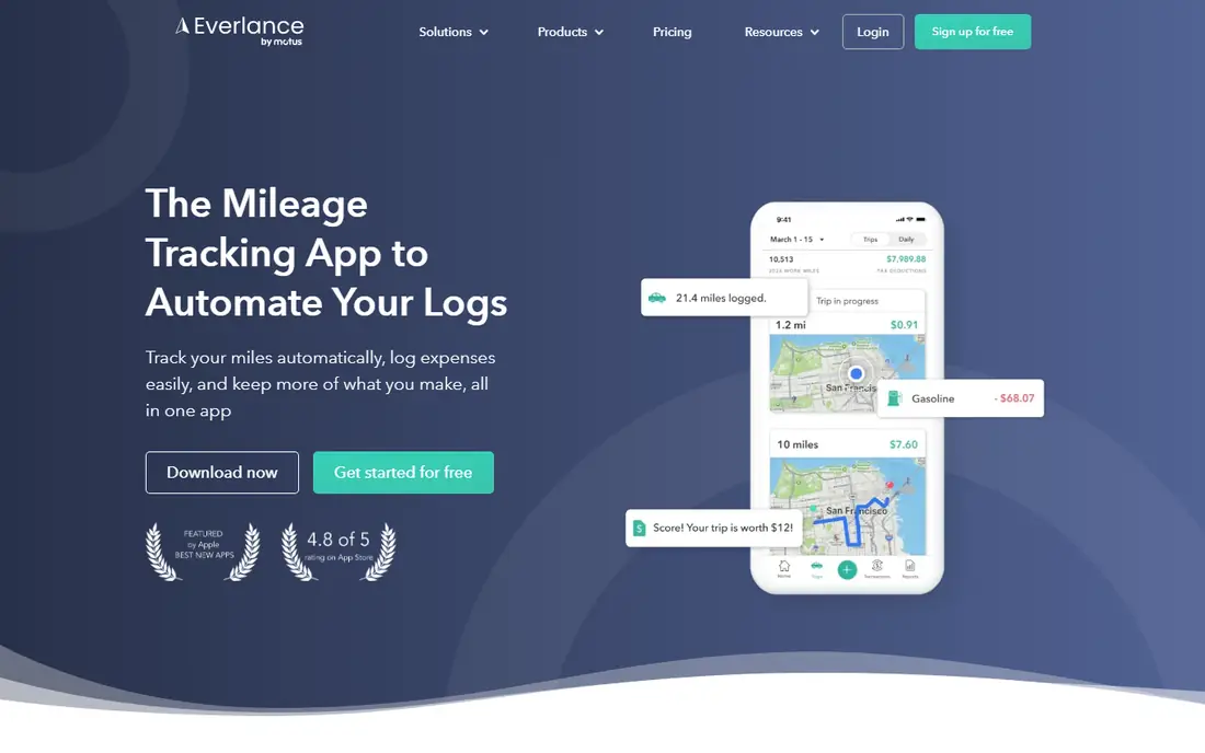 Everlance homepage