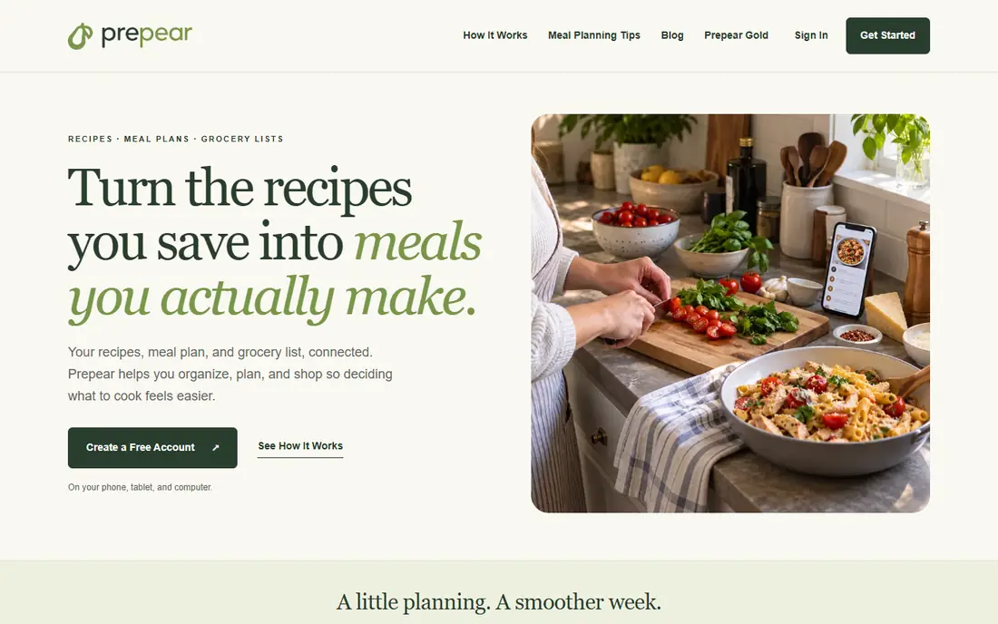 Prepear homepage