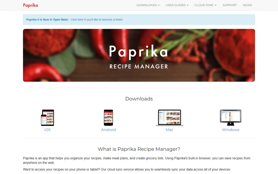 Paprika homepage