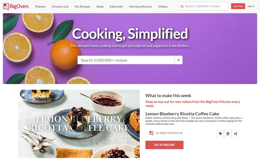 BigOven homepage