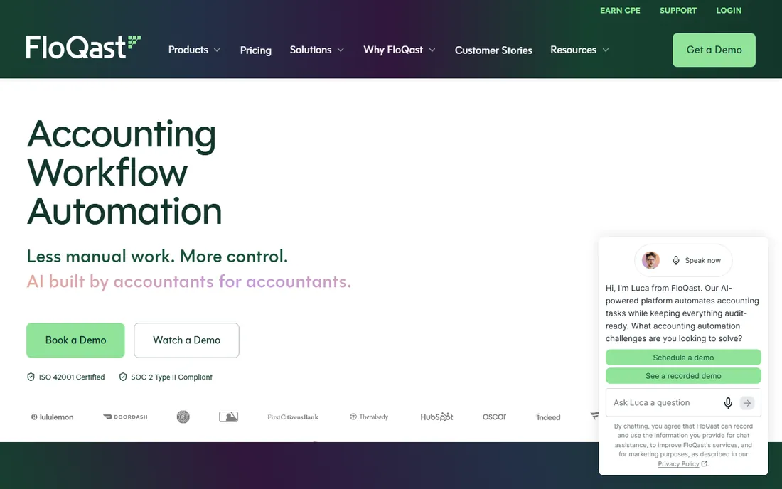 FloQast homepage