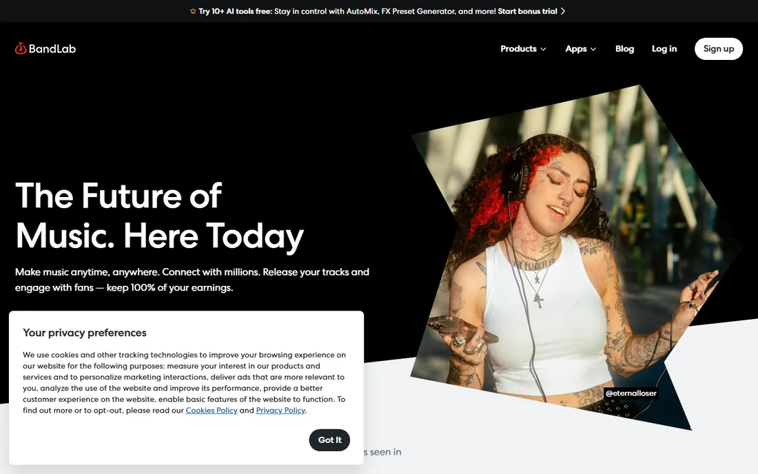 BandLab homepage