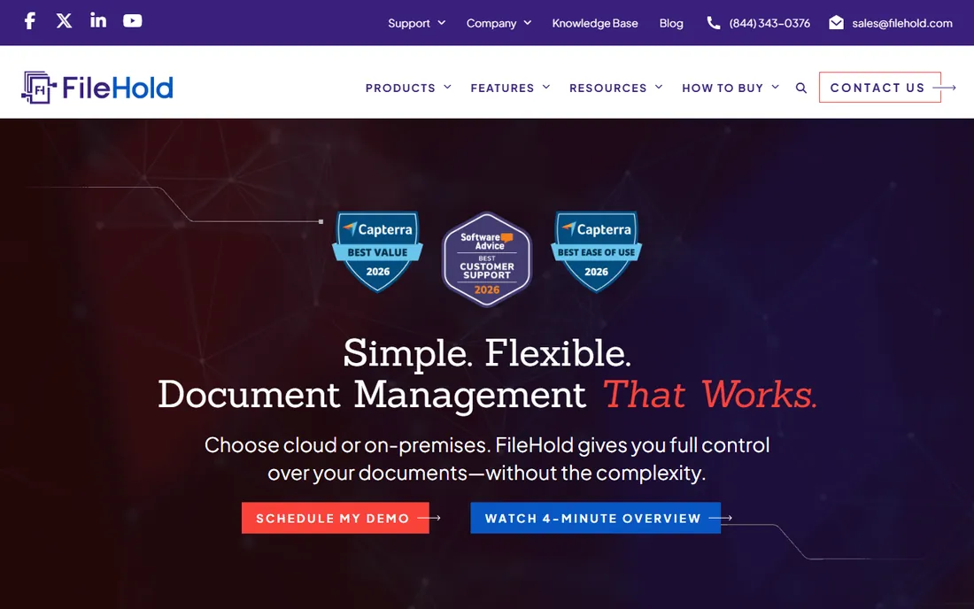 FileHold homepage