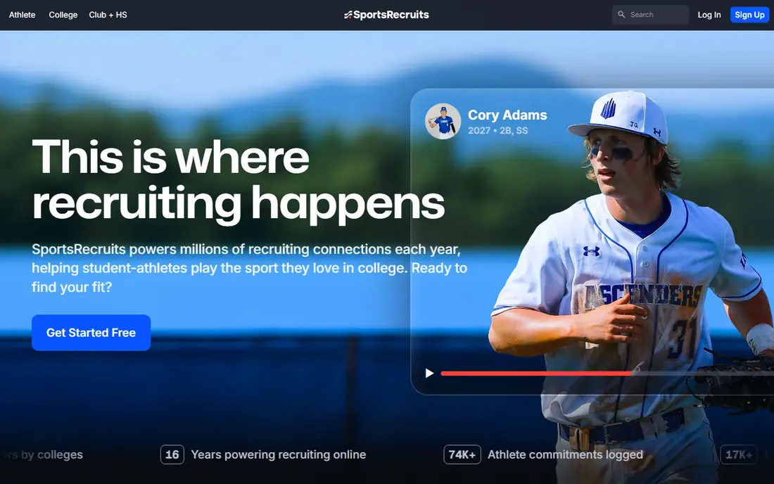 SportsRecruits homepage