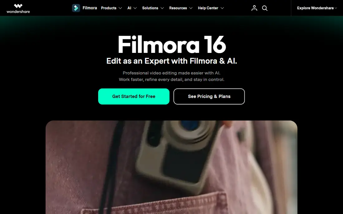 Filmora homepage