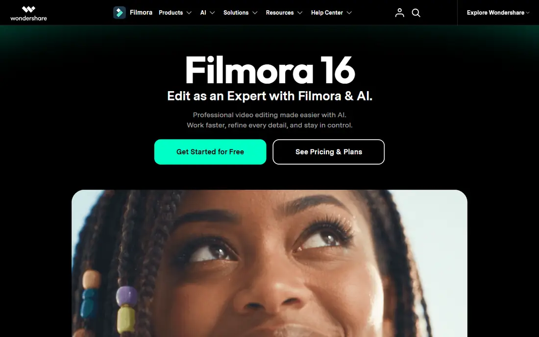 Filmora homepage