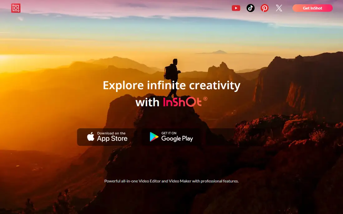 InShot homepage