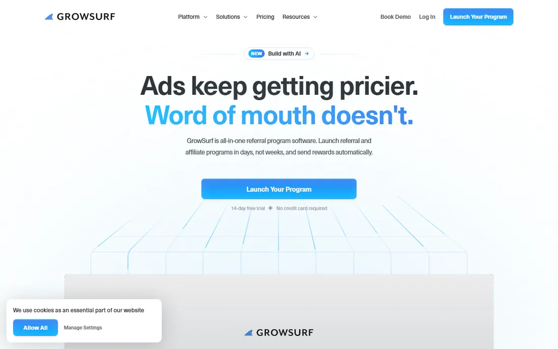 GrowSurf homepage