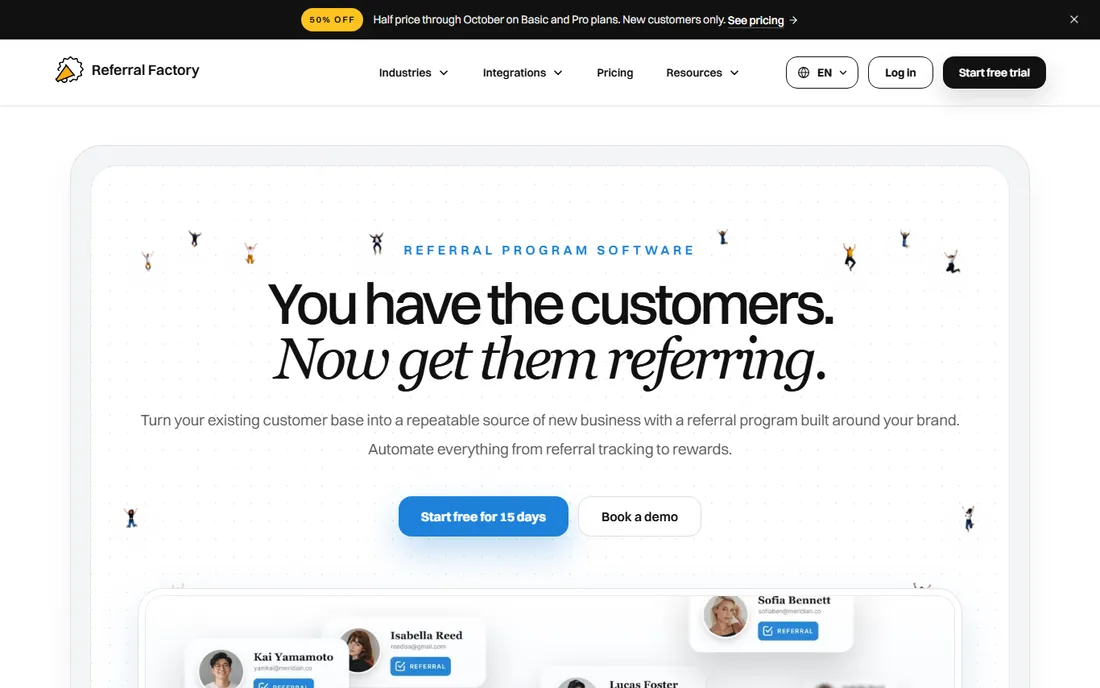 Referral Factory homepage