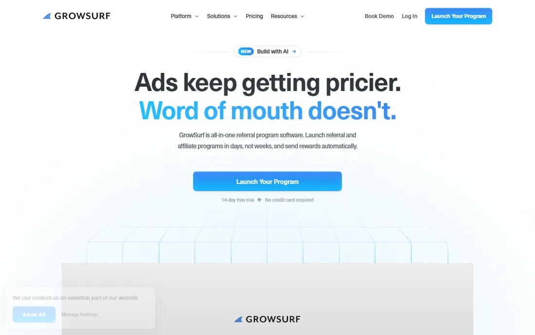 GrowSurf homepage