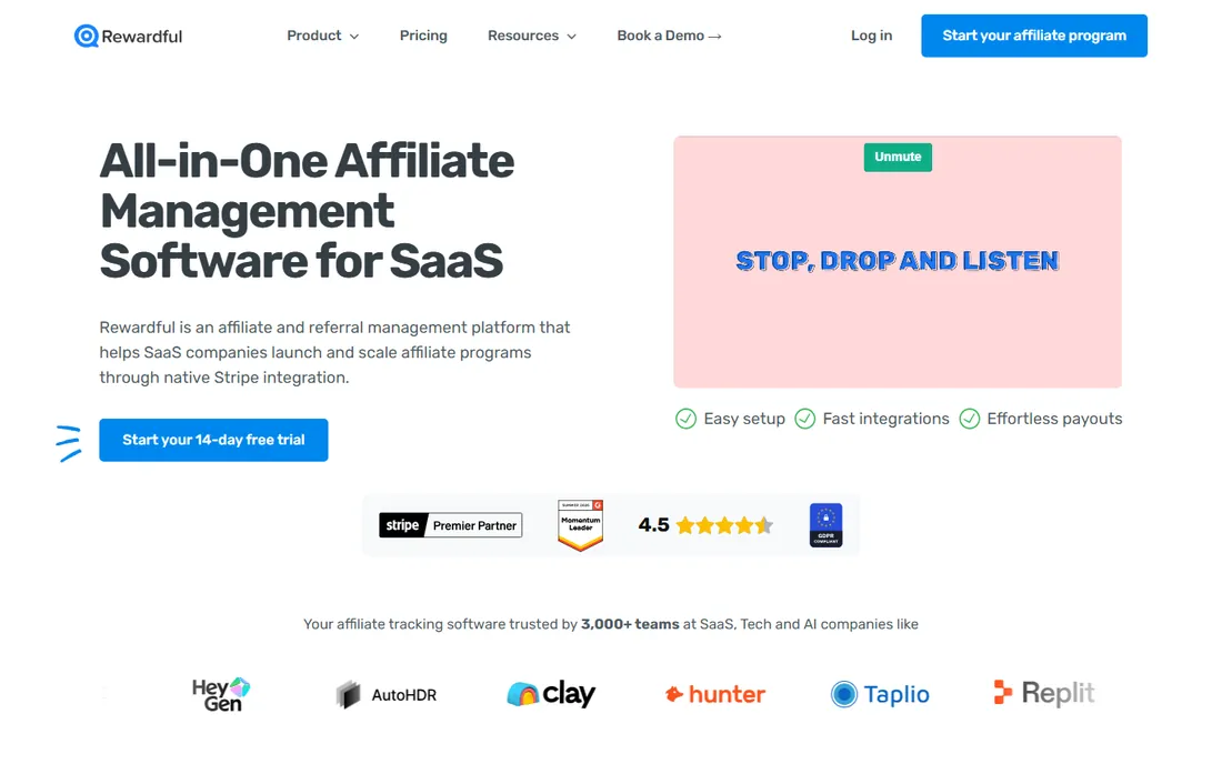 Rewardful homepage