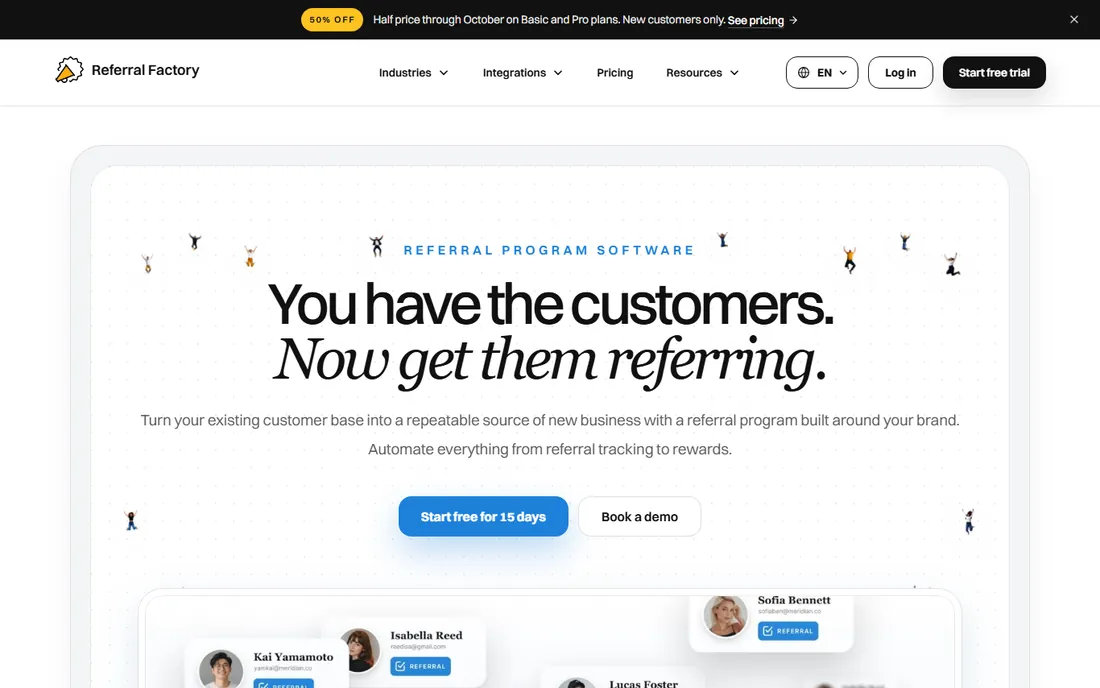 Referral Factory homepage