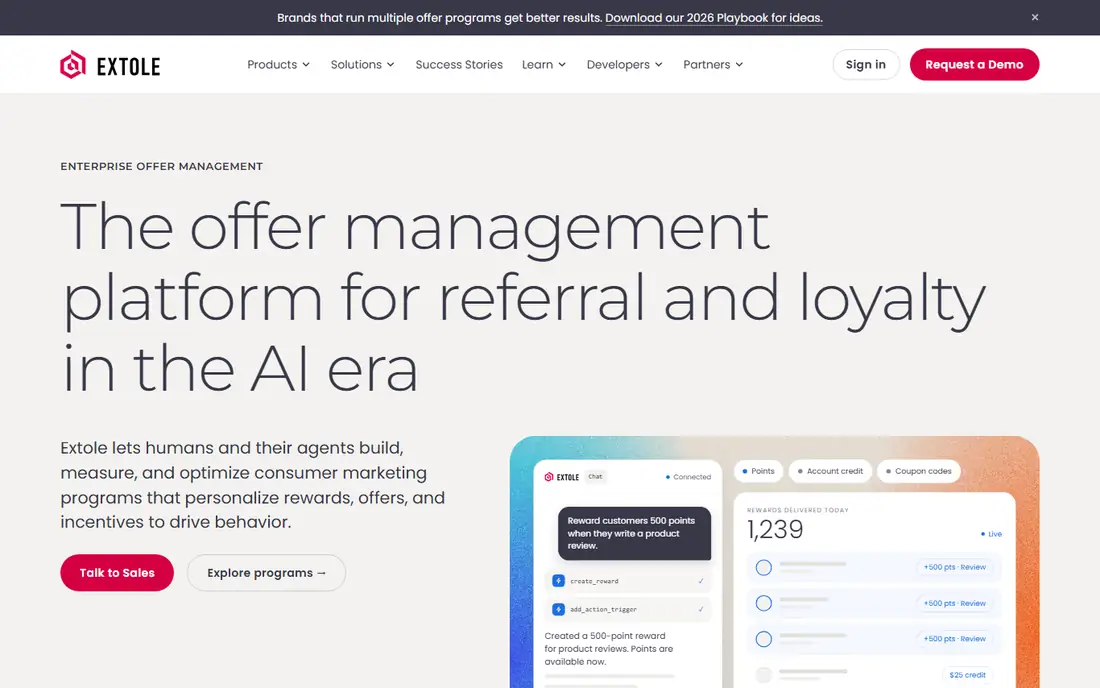 Extole homepage