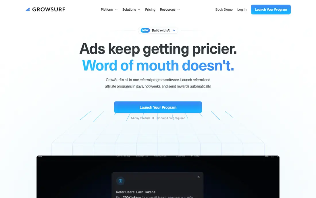 GrowSurf homepage