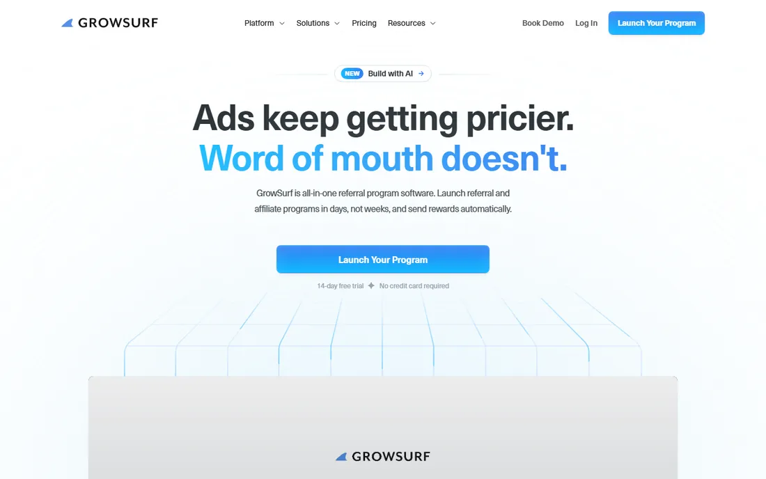 GrowSurf homepage