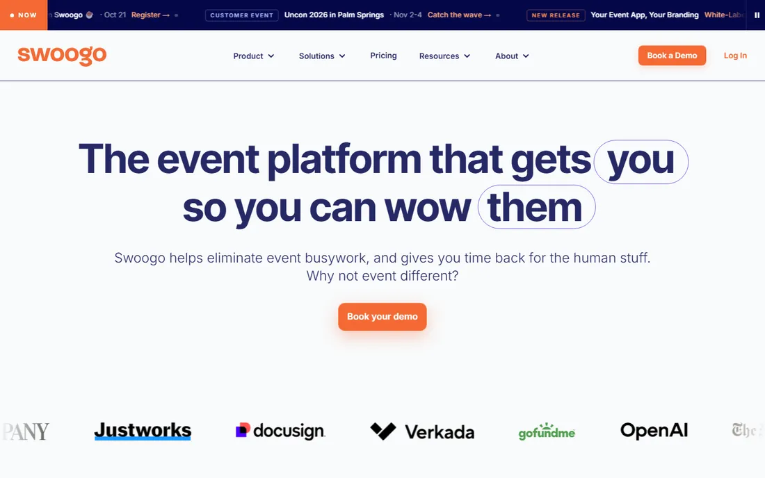 Swoogo homepage