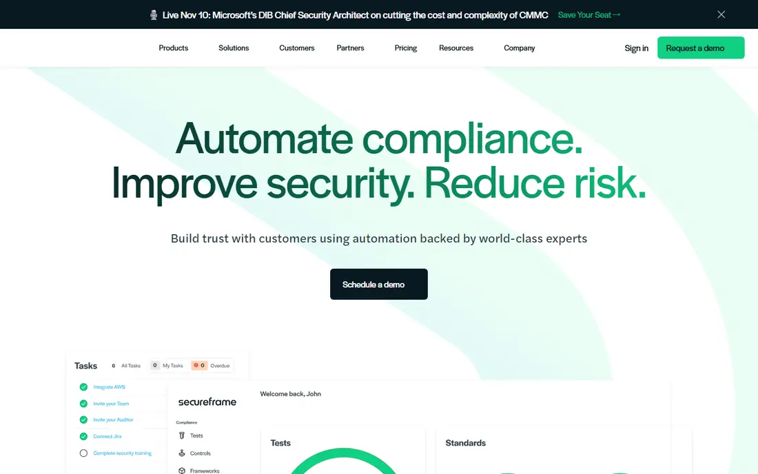 Secureframe homepage