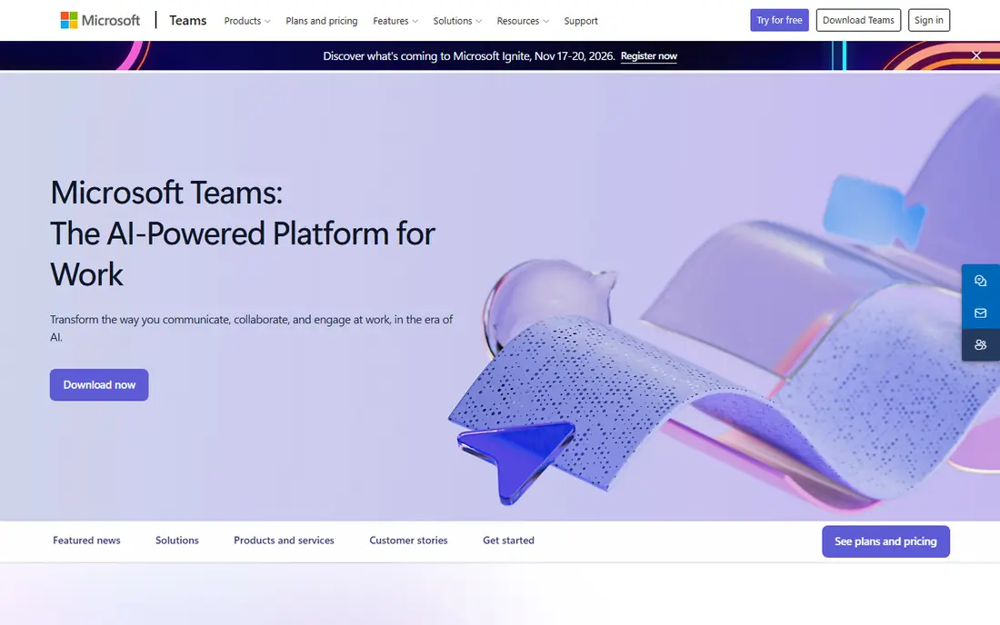 Microsoft Teams homepage