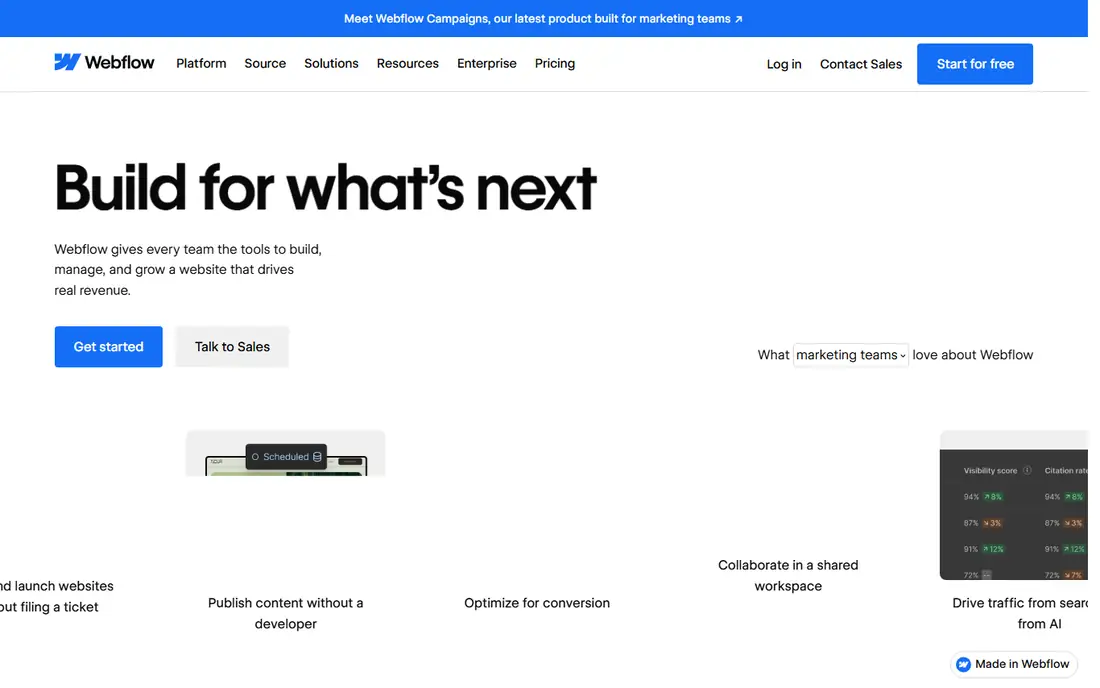 Webflow homepage