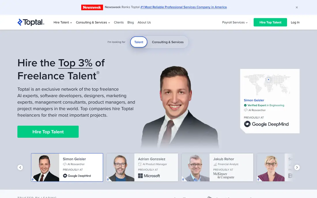 Toptal homepage