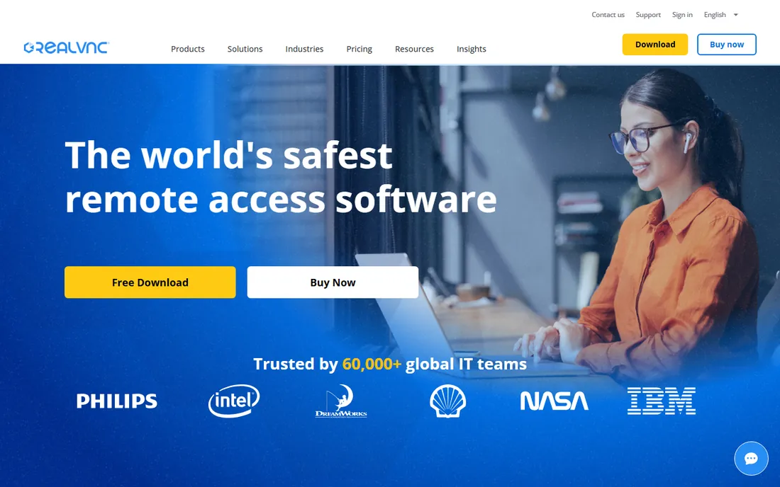 RealVNC Connect homepage